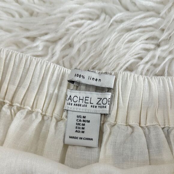 RACHEL ZOE Striped Linen Skirt - Cream, Brown, and Tan 100%Linen Size M - Picture 5 of 7
